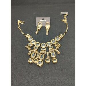 Lola CHICO'S CRYSTAL STATEMENT GOLD NECKLACE SET WOWZERS